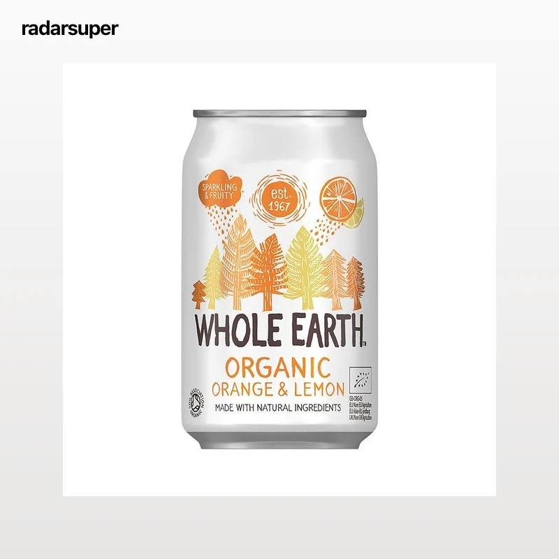 WHOLE EARTH Refresco bio sabor naranja y limón, 330 ml.