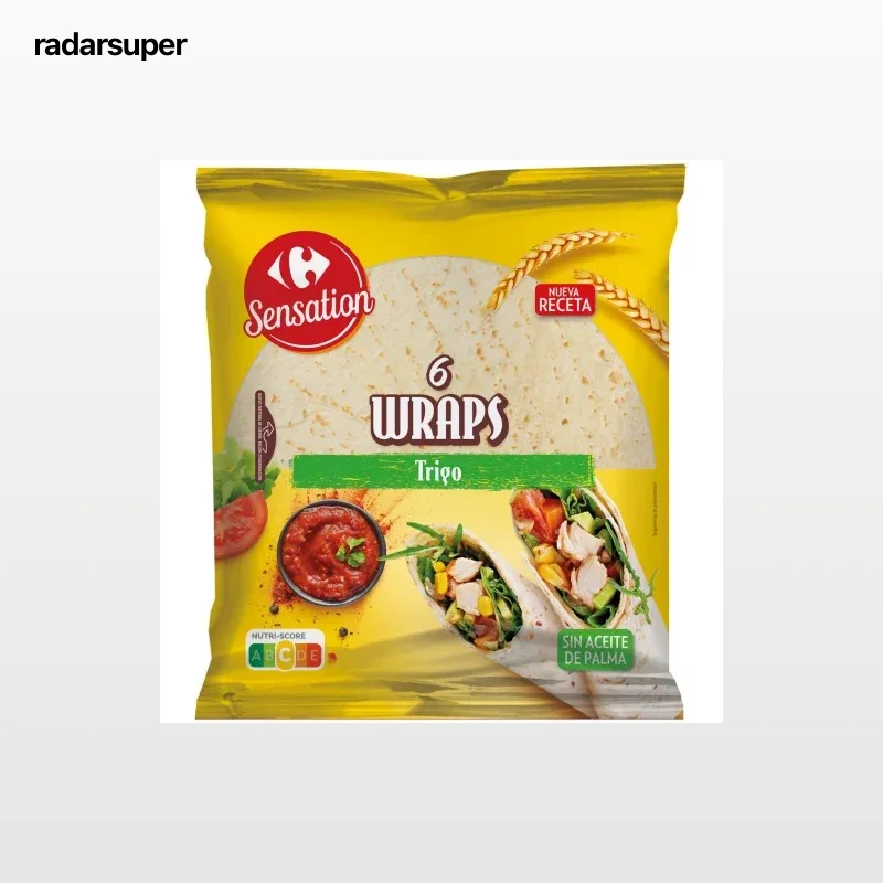 Wraps tortillas de trigo Carrefour Sensation sin aceite de palma 6 ud.