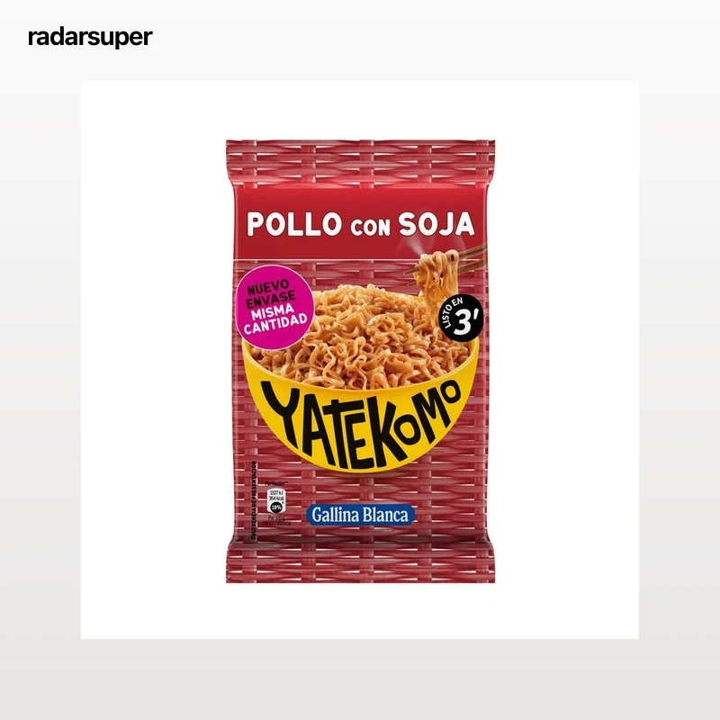 YATEKOMO Fideos Orientales instantáneos con sabor a pollo con bolsa de soja de 79 g.