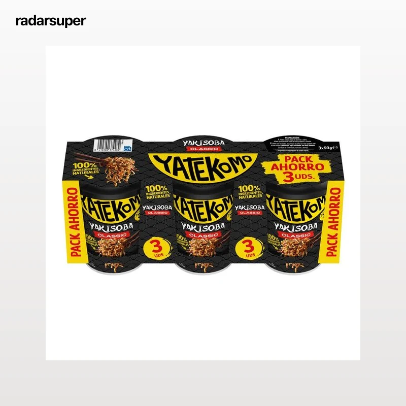 YATEKOMO Fideos Orientales instantáneos yakisoba pack 3 uds x 93 g.