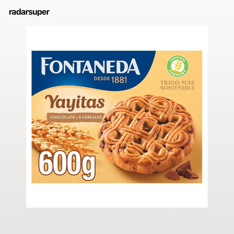 YAYITAS de Fontaneda Galletas de desayuno con chocolate y 5 cereales 600 g.