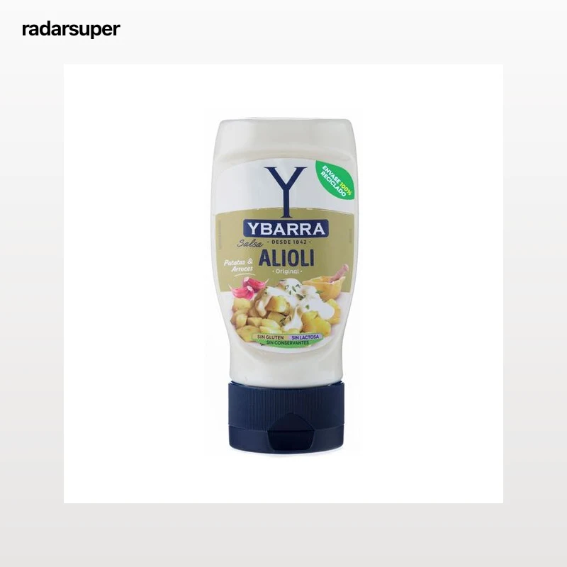 YBARRA Salsa alioli original sin gluten, sin conservantes ni colorantes 300 ml.