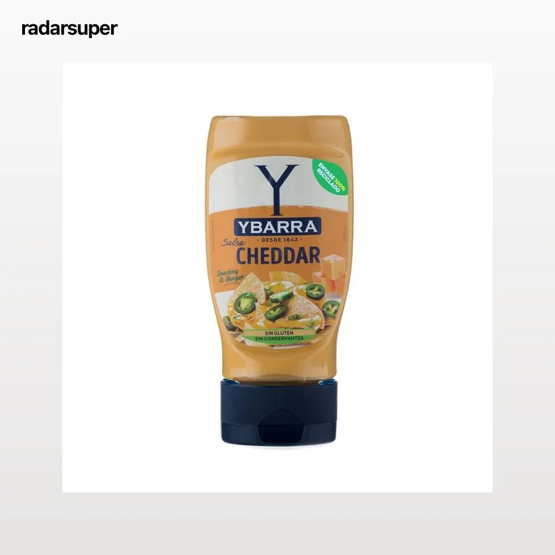 YBARRA Salsa Cheddar especial para dipear y burger, sin conservantes 300 ml.