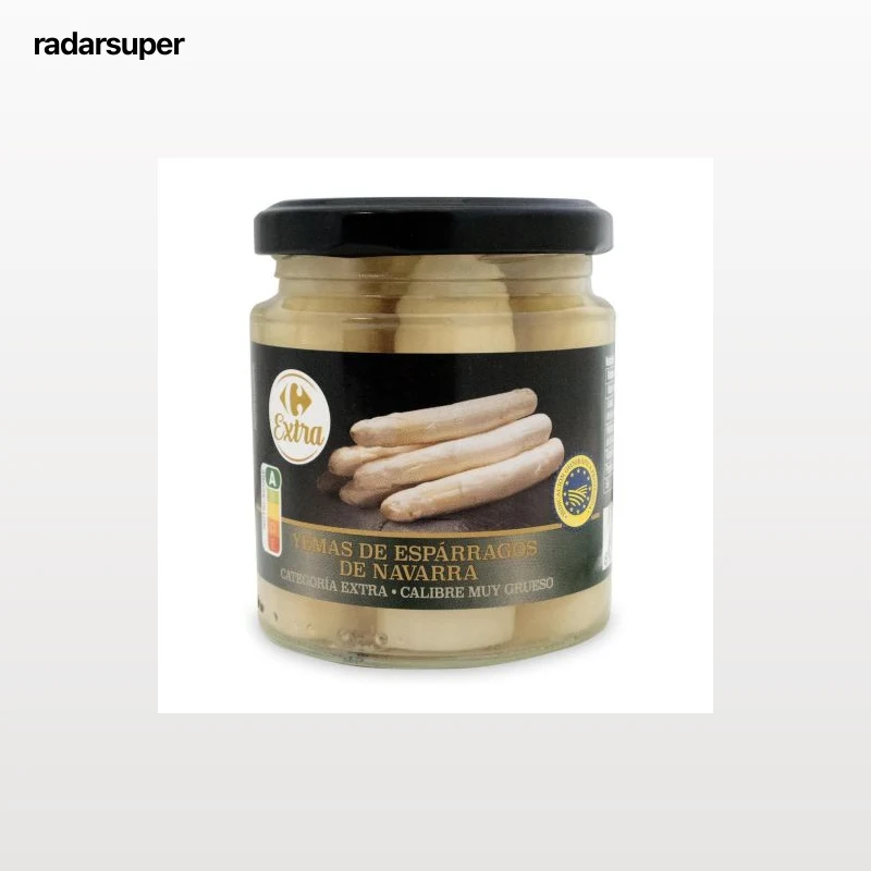 Yema de espárragos de Navarra muy gruesos Extra Carrefour 135 g.