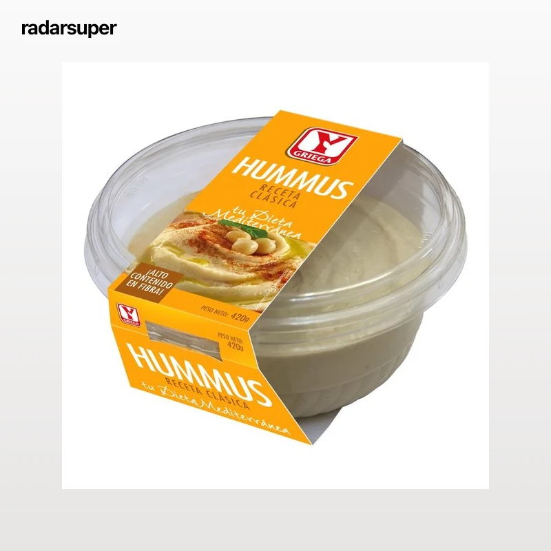 YGRIEGA Hummus receta clásica con alto contenido en fibra YGRIEGA 420 g.