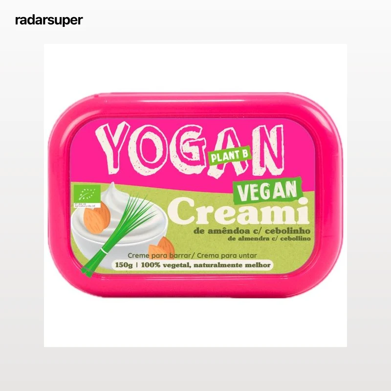 YOGAN Plant B Crema de almendras ecológicas con cebollino, para untar 150 g.