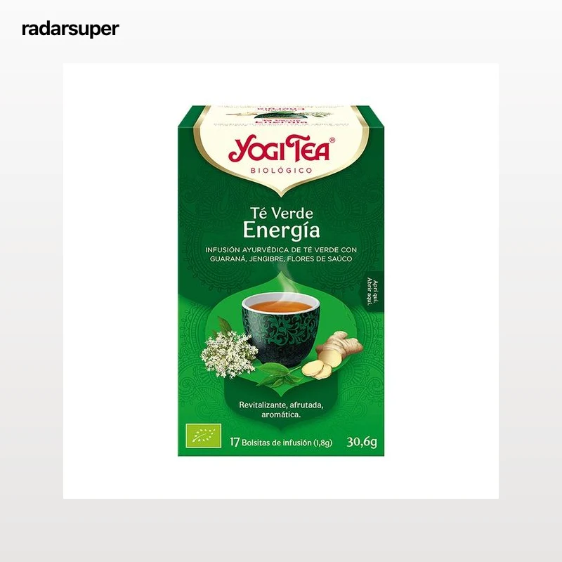 YOGI TEA Energía Té verde ecológico con guaraná, jengibre y flores de sauco 17 uds.