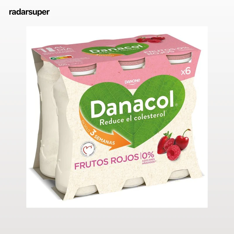 Yogur Bebible Danacol con sabor a Frutos Rojos 6x100g