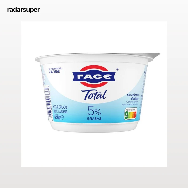 Yogur colado sin azúcar añadido receta griega Fage 5% materia grasa 450g
