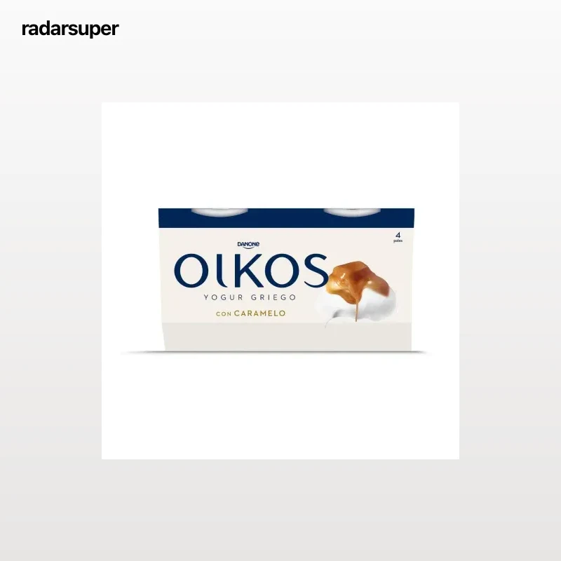Yogur con caramelo Danone Oikos pack de 4 unidades de 110 g.