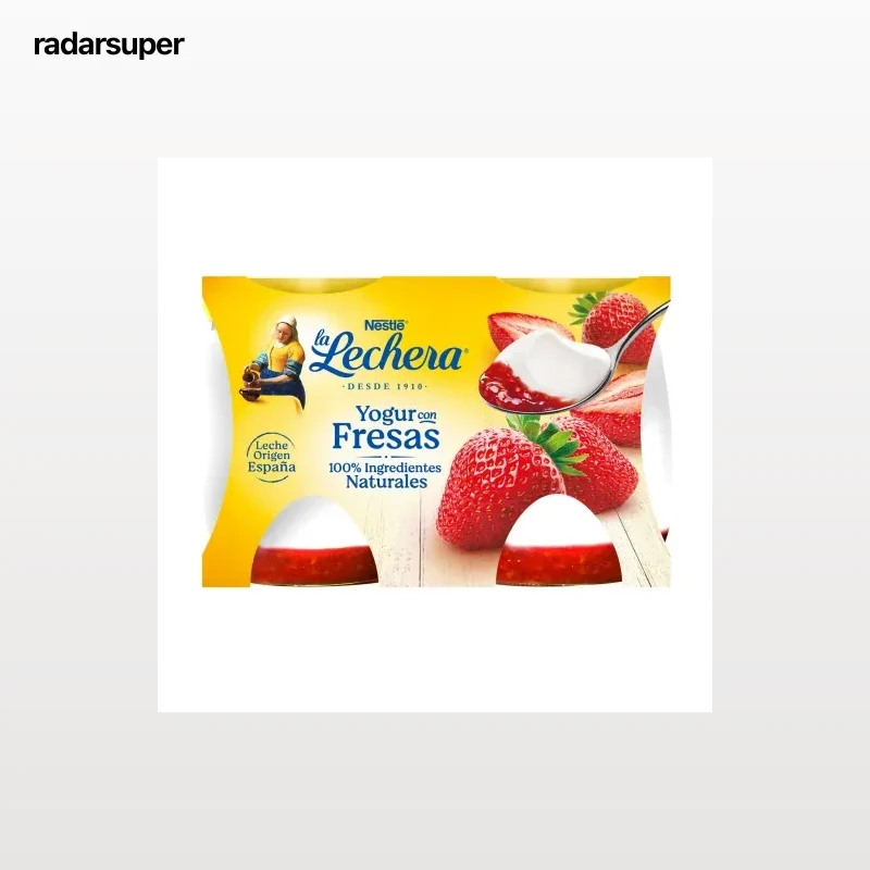 Yogur con fresa Nestlé La Lechera pack de 2 unidades de 125 g.