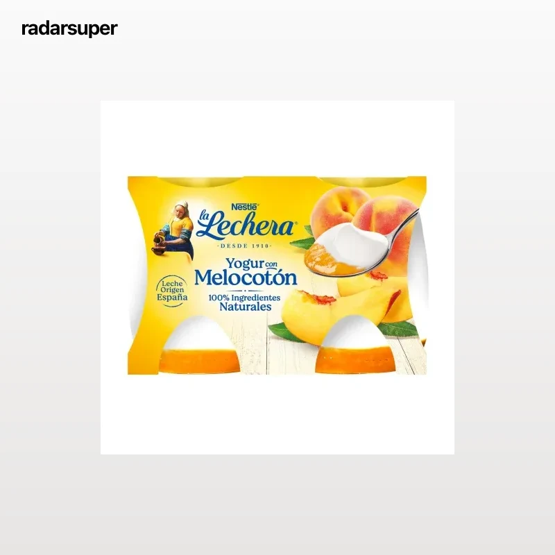 Yogur con melocotón Nestlé La Lechera pack de 2 unidades de 125 g.