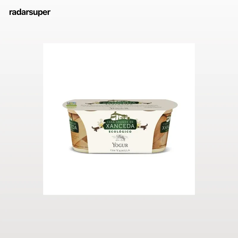 Yogur con vainilla ecológico Casa Grande de Xanceda sin gluten pack de 2 unidades de 125 g.