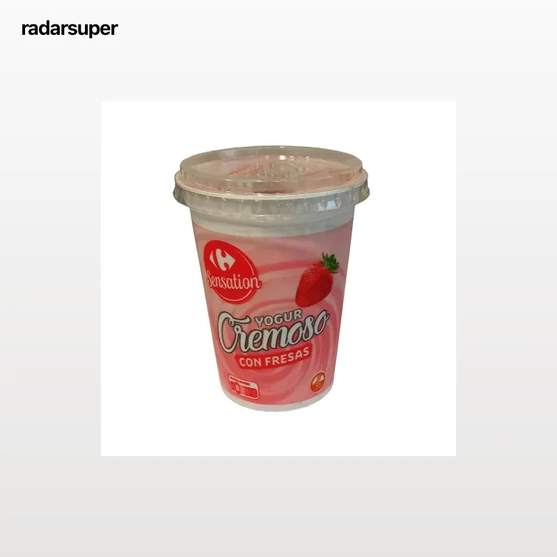 Yogur cremoso con fresas Carrefour Sensation sin gluten 500 g.