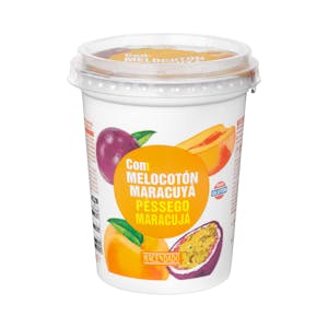 Yogur cremoso con melocotón y maracuya