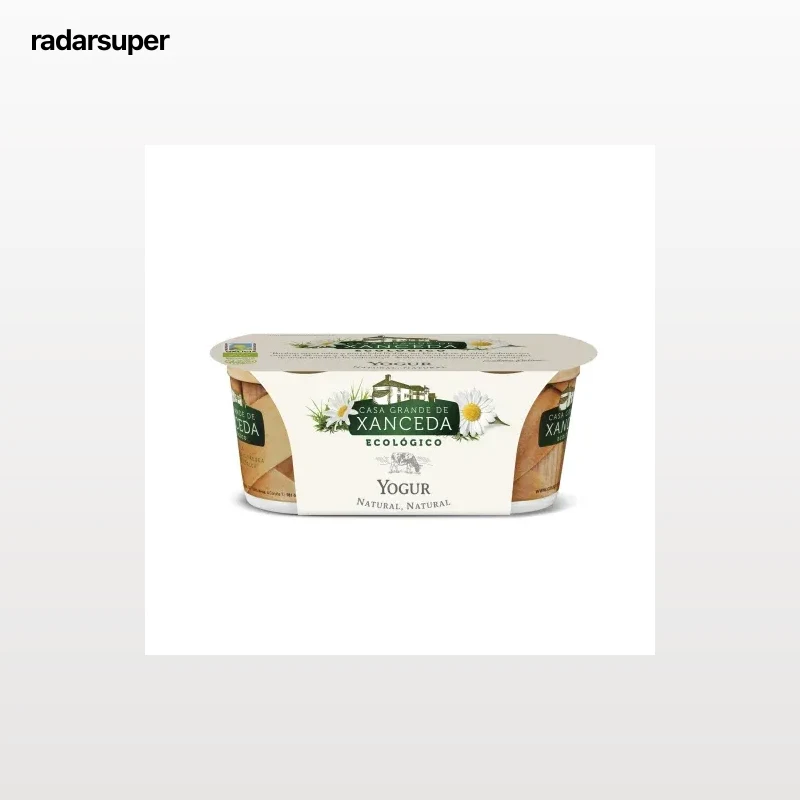 Yogur cremoso natural ecológico Casa Grande de Xanceda sin gluten pack de 2 unidades de 125 g.