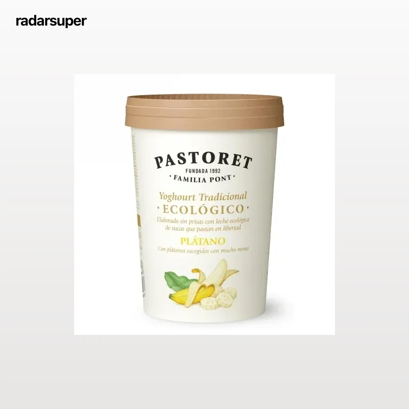 Yogur de plátano ecológico Pastoret sin gluten 500 g.
