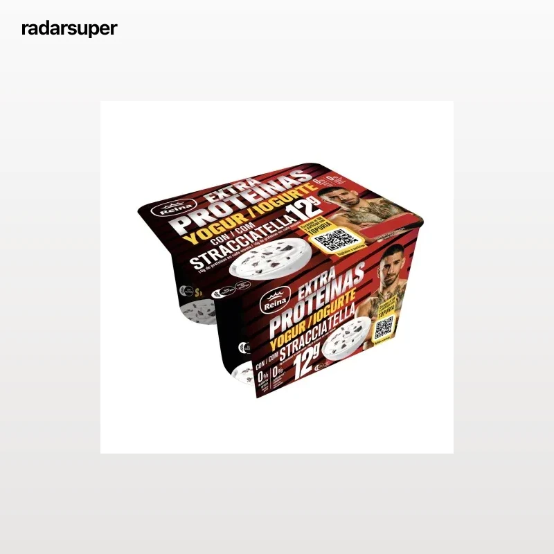 Yogur desnatado de stracciatella con extra proteína Reina sin gluten pack de 4 unidades de 120 g.