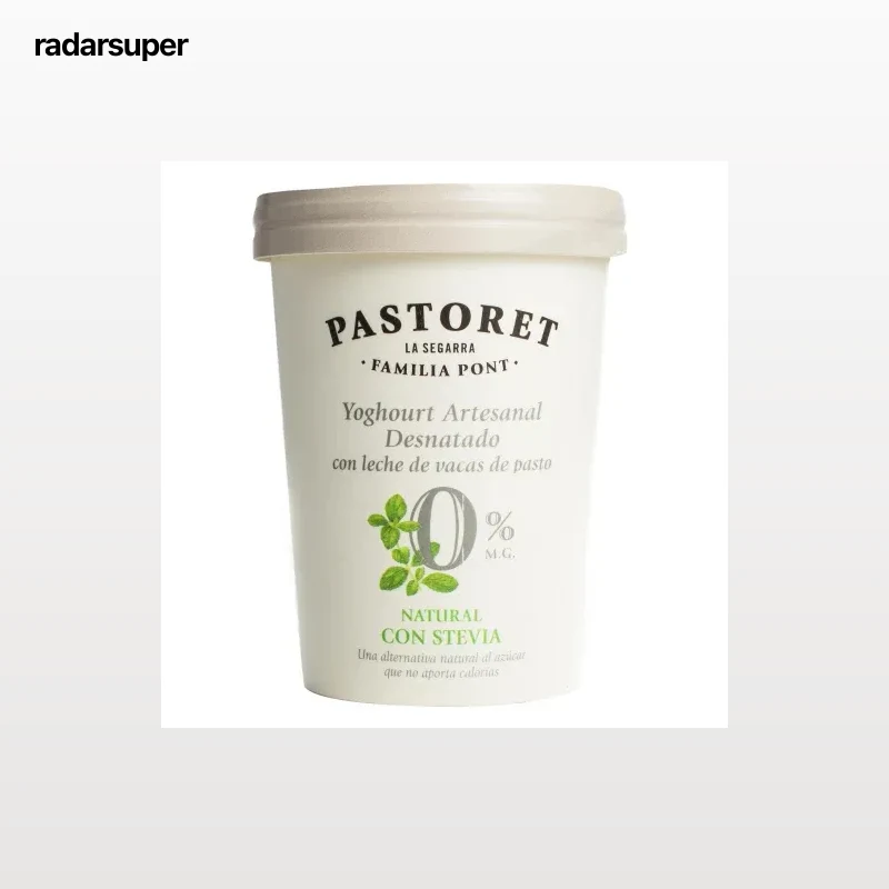 Yogur desnatado natural con stevia Pastoret 500 g.