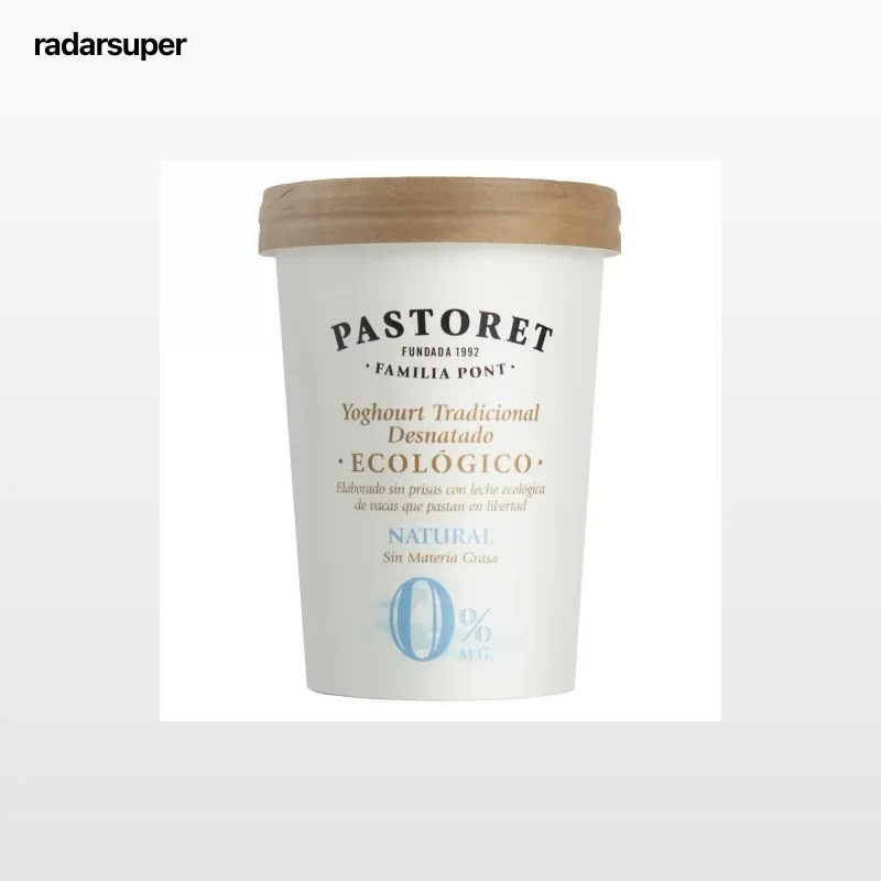Yogur desnatado natural ecológico Pastoret 500 g.