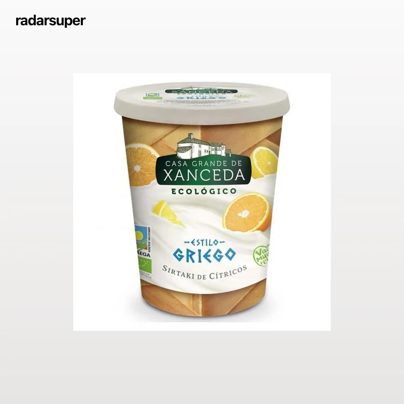 Yogur estilo griego sirtaki de cítricos ecológico Casa Grande de Xanceda sin gluten 400 g.