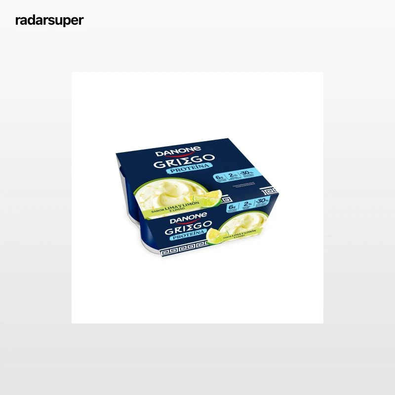 Yogur griego aromatizado con limón y sabor a lima proteína Danone sin gluten pack de 4 unidades de 110 g.
