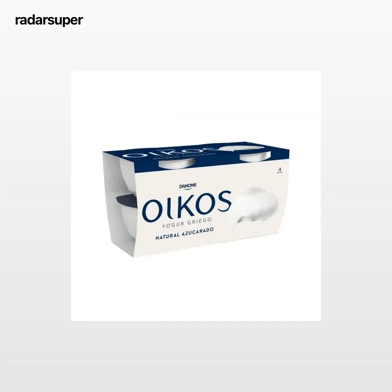 Yogur griego azucarado natural Danone Oikos sin gluten pack de 4 unidades de 110 g.