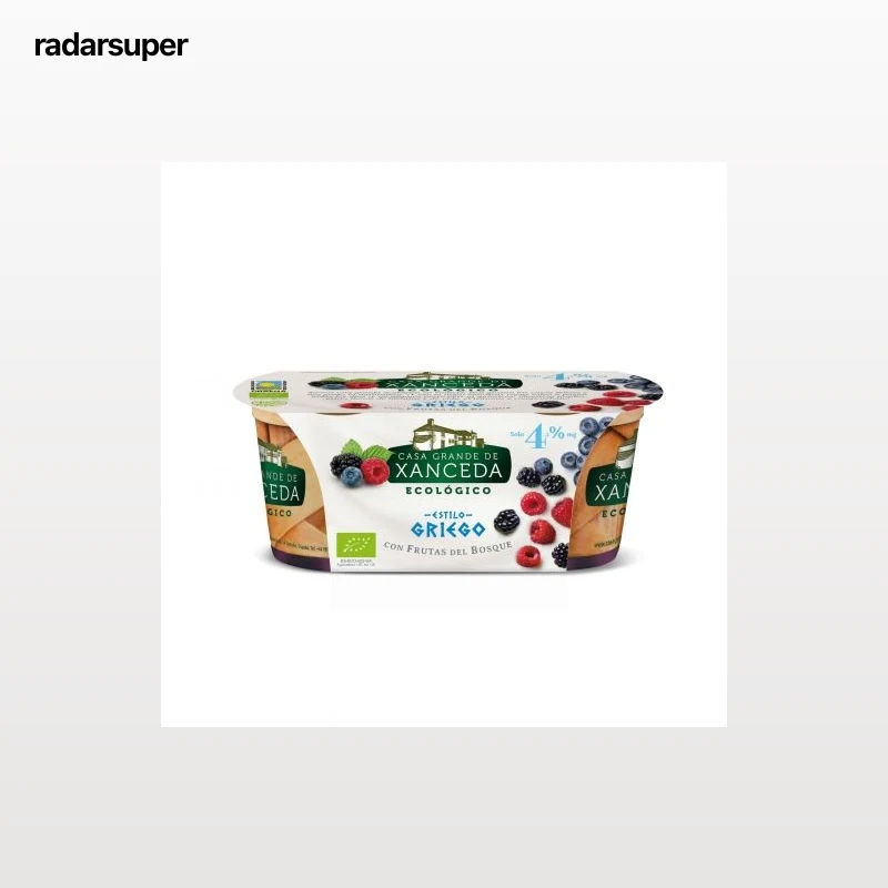 Yogur griego con frutas del bosque ecológico Casa Grande Xanceda sin gluten pack de 2 unidades de 125 g.