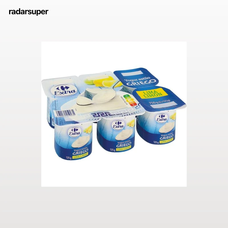 Yogur griego de lima limón Carrefour Extra pack de 6 unidades de 125 g.