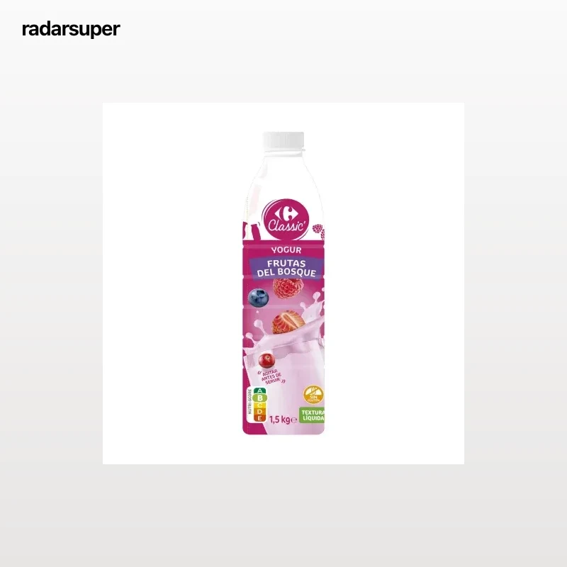 Yogur líquido de frutas del bosque Carrefour Classic' sin gluten 1,5 l.
