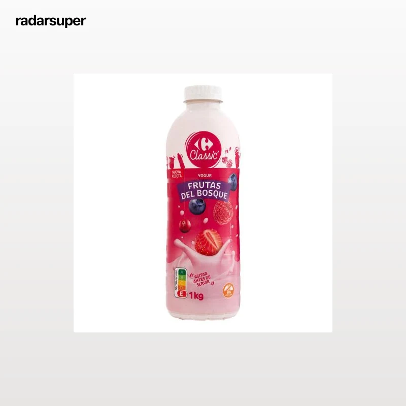 Yogur líquido desnatado con frutas del bosque Carrefour Classic sin gluten 970 ml.