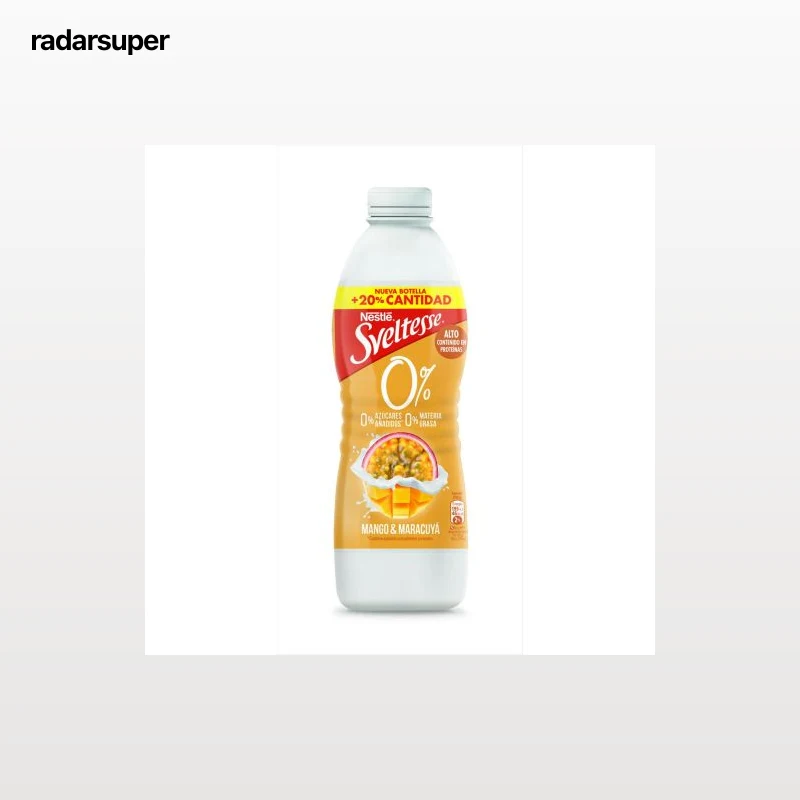 Yogur líquido desnatado con mango  y maracuyá Nestlé Sveltesse sin gluten 900 g.