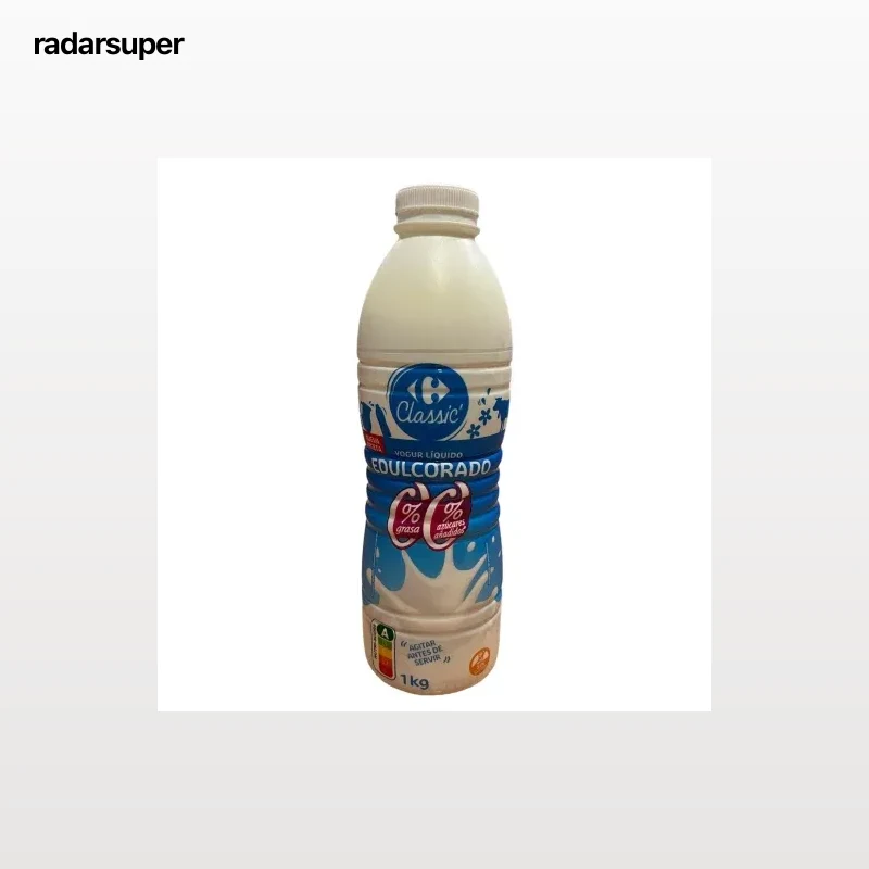 Yogur líquido desnatado edulcorado sin azúcar añadido Carrefour Classic sin gluten 1 kg.
