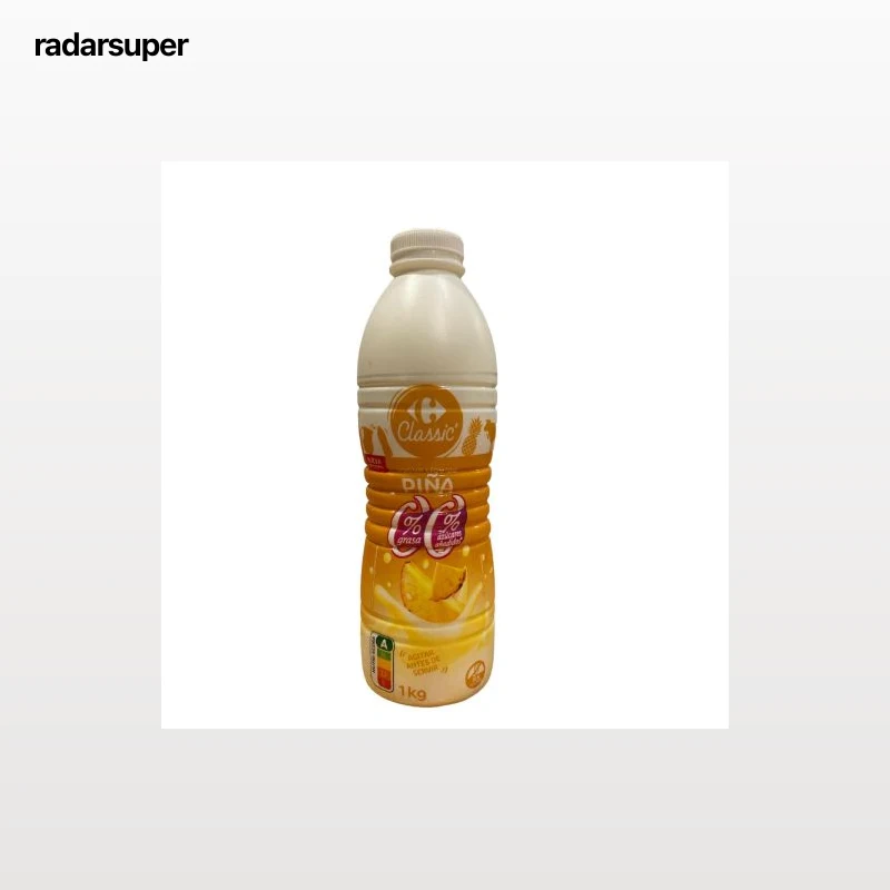Yogur liquido desnatado piña sin azúcar añadido Carrefour Classic´1 kg.