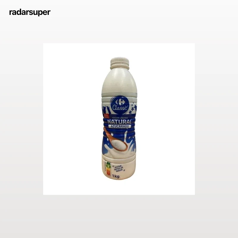 Yogur liquido natural azucarado Carrefour Classic 1 kg.