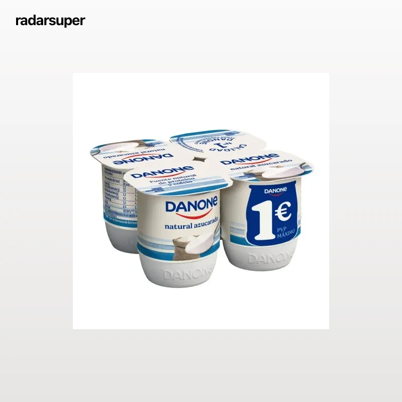Yogur natural azucarado Danone sin gluten pack de 4 unidades de 120 g.
