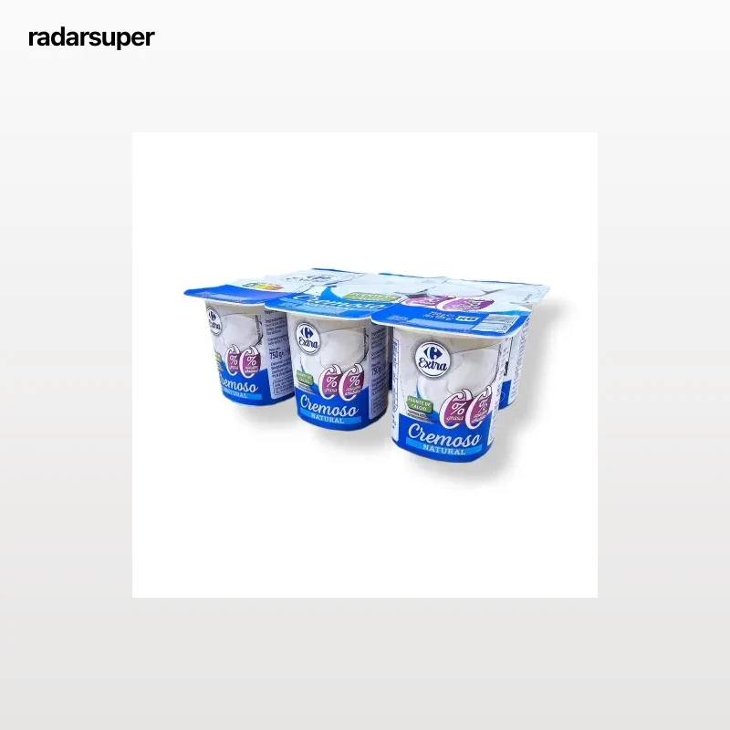 Yogur natural cremoso Carrefour Extra pack de 6 unidades de 125 g.