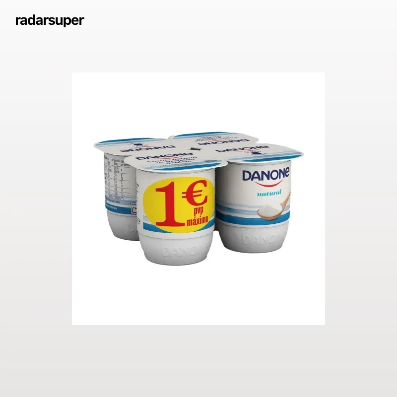 Yogur natural Danone sin gluten pack de 4 unidades de 120 g.