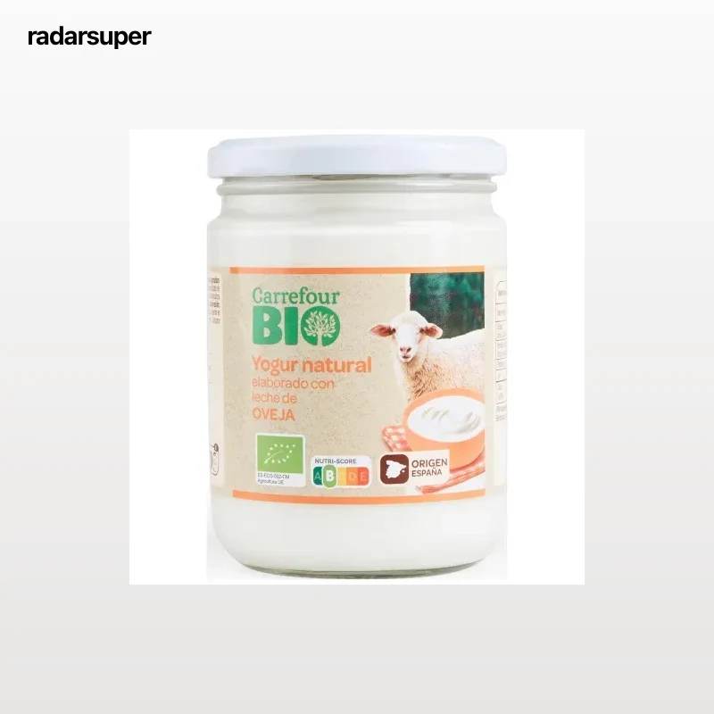 Yogur natural de leche de oveja pasteurizada ecológica Carrefour Bio 420 g.