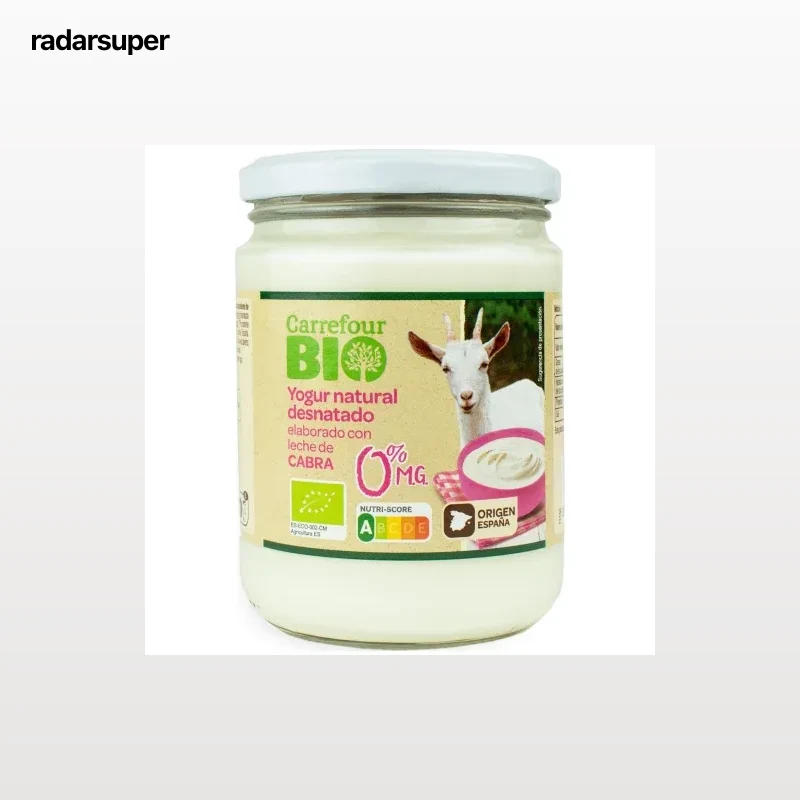 Yogur natural desnatado con leche de cabra pasteurizada ecológica Carrefour Bio 420 g