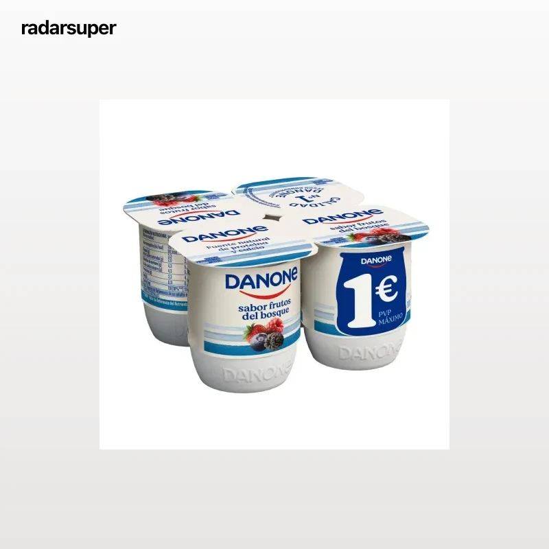Yogur sabor frutos del bosque Danone sin gluten pack de 4 unidades de 120 g.