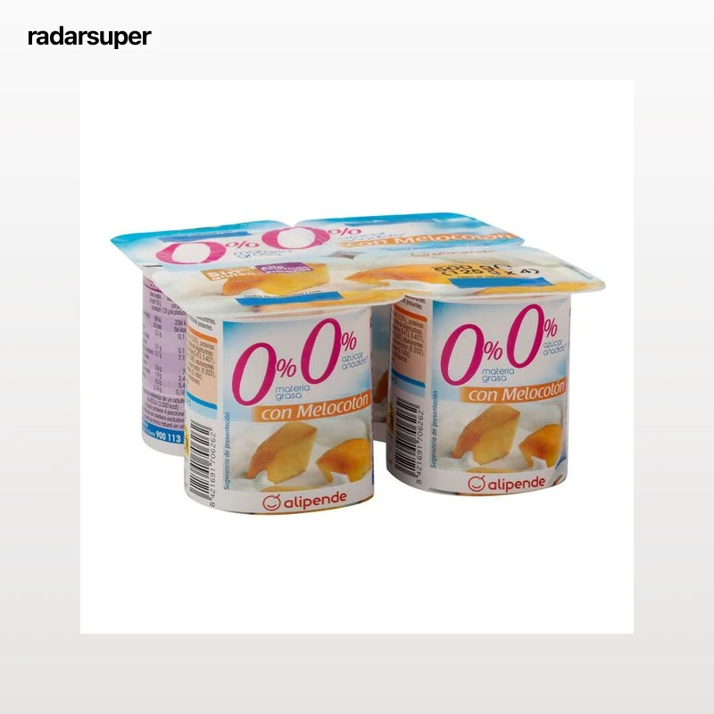 Yogur sin azúcar añadido Alipende pack 4 con melocotón 500g