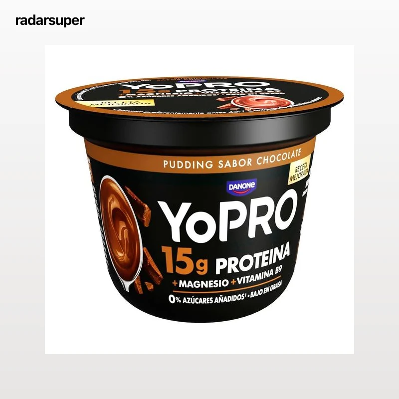 YOPRO de Danone Pudding de chocolate con alto contenido en proteinas y bajo en grasas 150 g.