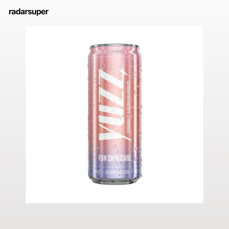 YUZZ Bebida refrescante de zumo de manzana con ácido hialurónico y vitamina C lata 33 cl.