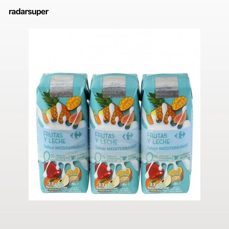 Zumo de fruta y leche Carrefour Mediterráneo pack de 3 briks de 33 cl.