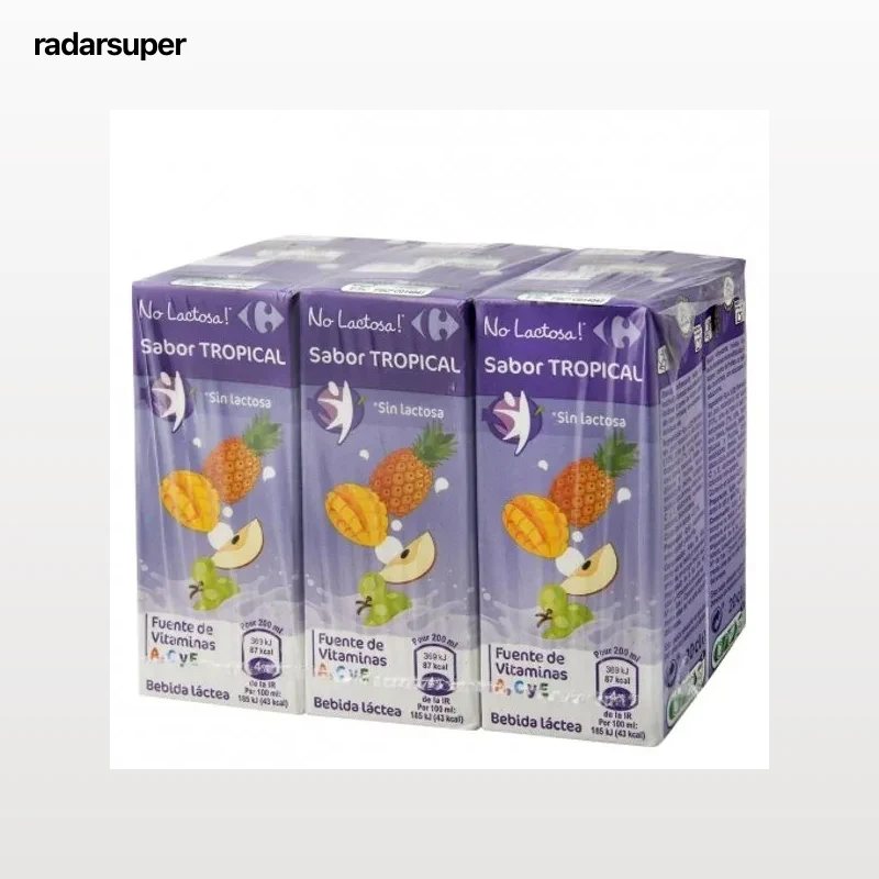 Zumo de fruta y leche Carrefour Tropical sin lactosa pack de 6 briks de 20 cl.