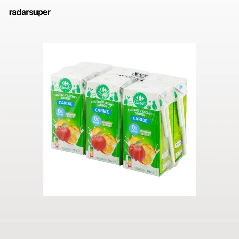 Zumo de frutas y leche Carrefour Classic sabor caribe pack de 6 briks de 20 cl.