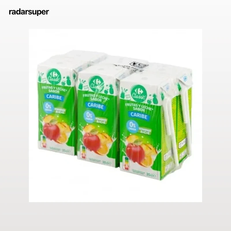 Zumo de frutas y leche Carrefour Classic sabor caribe pack de 6 briks de 20 cl.