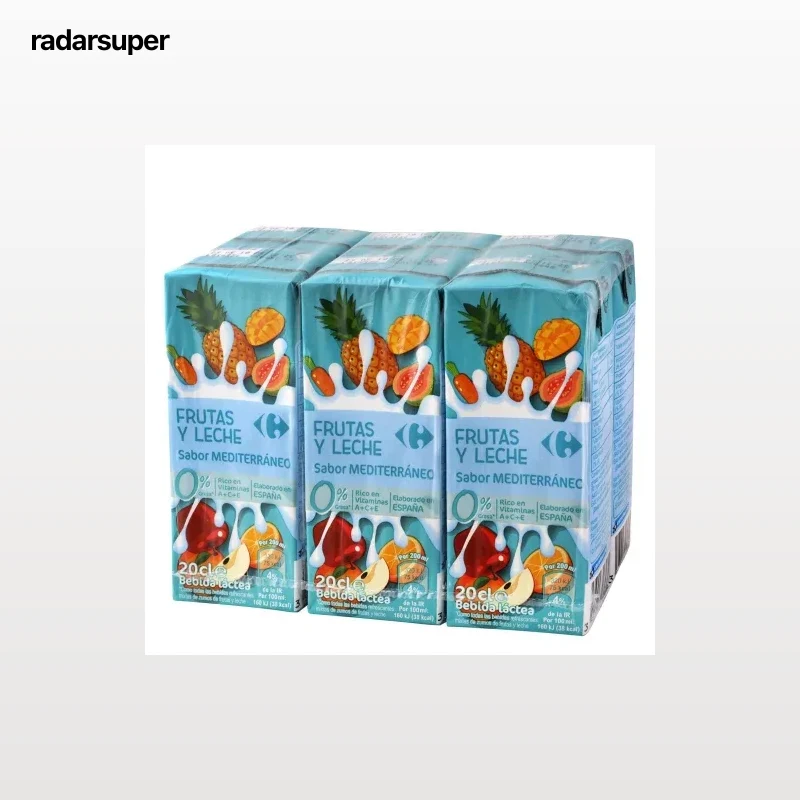 Zumo de frutas y leche Carrefour sabor mediterráneo pack de 6 briks de 20 cl.