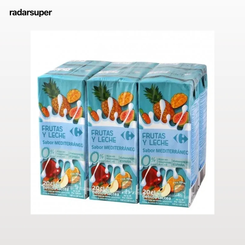 Zumo de frutas y leche Carrefour sabor mediterráneo pack de 6 briks de 20 cl.